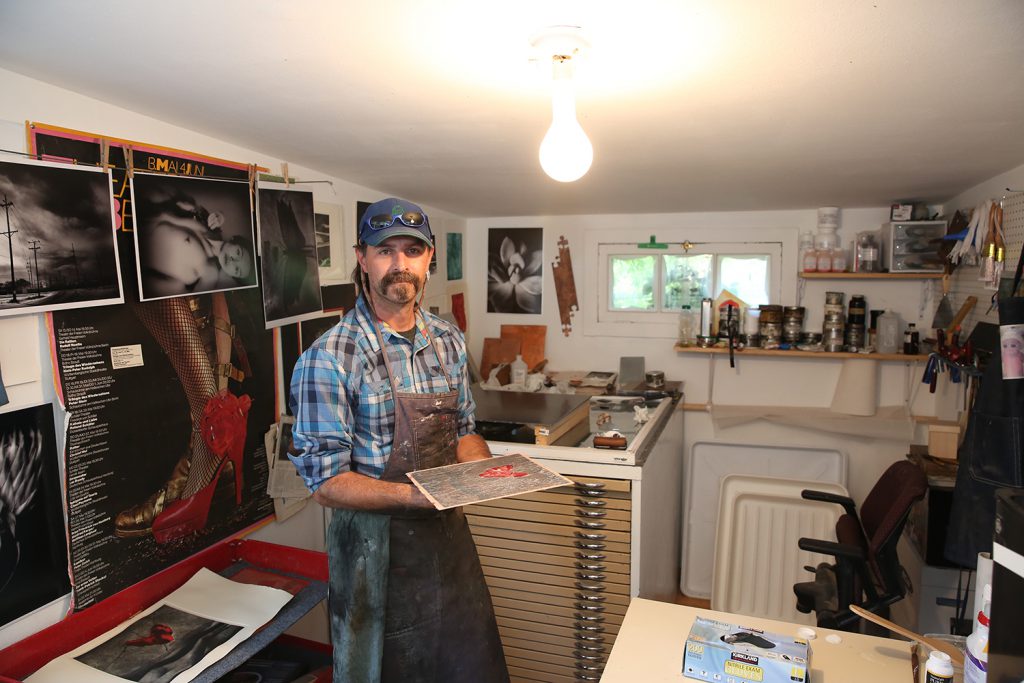 Printmaker Nikos Pulos in Manitou Springs, CO